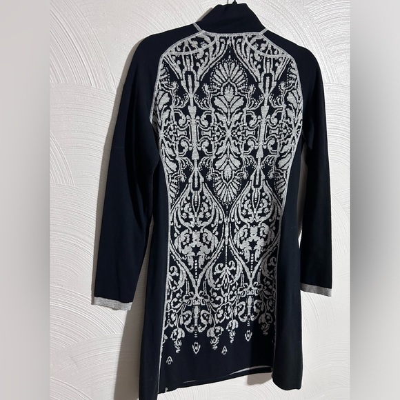 Title Nine Knit Sweater Dress M Extra Fine Merino Wool Blend Gray Black - Picture 5 of 7